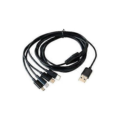 Câble de charge multiple USB pour appareils USB Type C et Micro USB, câble de charge haute vitesse, cordon d'alimentation 200 cm / 78,74 pouces, noir (noir) (1/5)