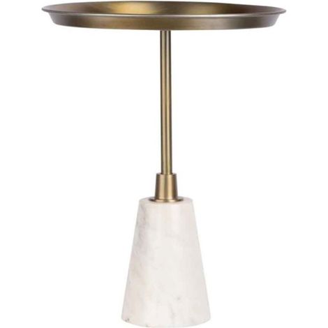 Table d'Appoint Design "Grant" 51cm Blanc & Or (1/4)