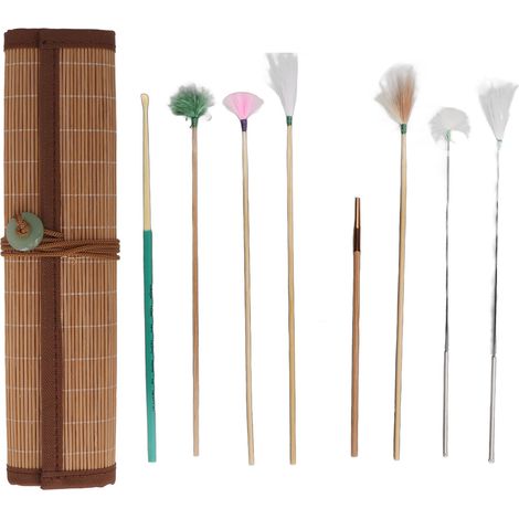 Kit de 7 Plumes de Nettoyage d'Oreille avec Tapis en Bambou - Détente, Massage et Élimination Profonde du Cérumen (1/5)