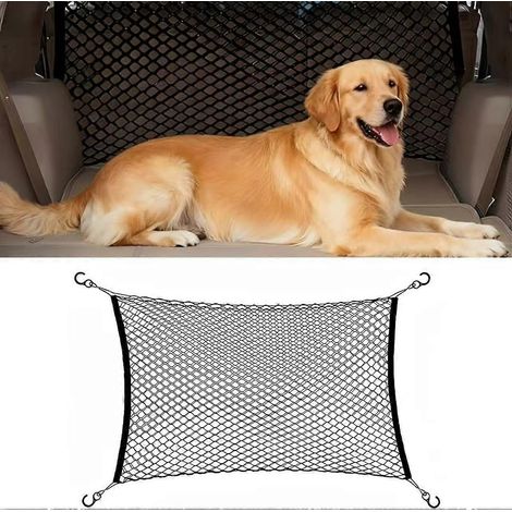 Filet de sécurité en maille pour animaux de compagnie en voiture, séparateur de siège arrière pour chien, avec crochet, en nylon résistant et épais. (1/5)