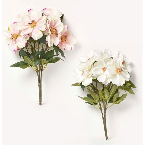HOMESCAPES Set of 2 Pink and Cream Artificial Magnolia Bouquet Arrangements (1/5)