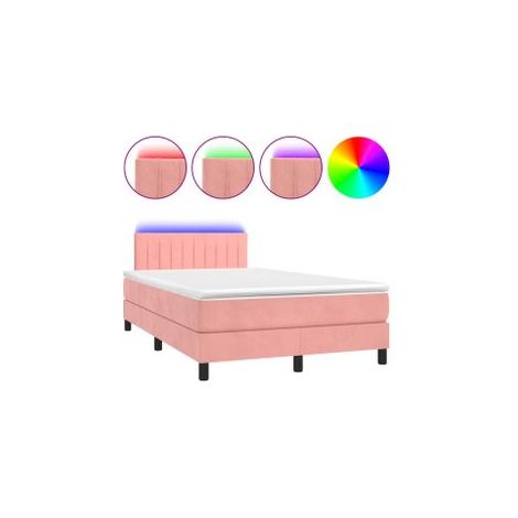 Sommier à lattes de lit avec matelas et LED Rose 120x200 (1/5)