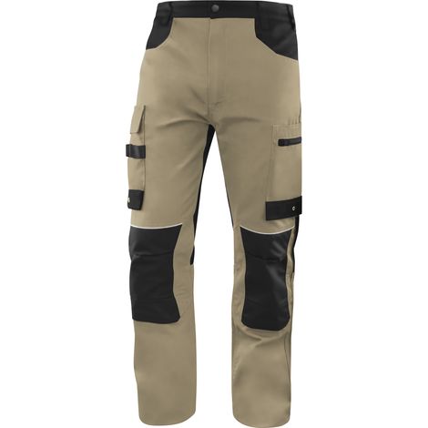 Delta Plus – Pantalon Mach 5 V3 – Pantalon de haute visibilité beige/noir – Taille M – Résistant aux intempéries et aux déchirures (1/2)