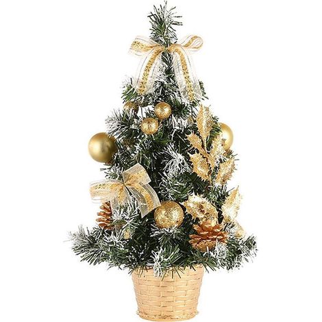 Árbol de Navidad, abeto navideño, decoración de mesa para el hogar u oficina, 20 cm (1/4)