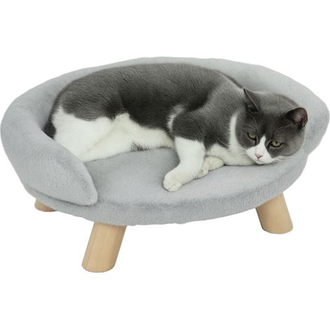 Canapé Déhoussable en Peluche pour Chiens et Chats 47x40x20 cm Couleur Grise Confort et Élégance pour Vos Animaux (1/5)