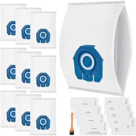 Lot de 10 sacs d'aspirateur 3D compatibles avec les sacs d'aspirateur Miele pour Complete C3 & C2, Classic C1, S2, S5, S8, S400, S600, S800, avec 4 moteurs et 4 filtres d'évacuation - Remplace 9917730 (1/5)