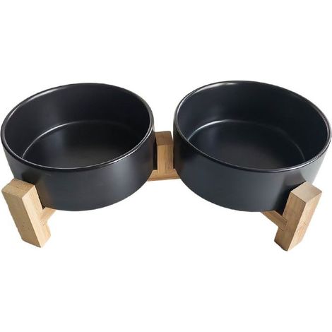 Gamelle double - Gamelle avec support - Gamelle - Gamelle pour chien - Gamelle pour chat - Ensemble de gamelles pour eau et nourriture - 2 gamelles de 400 ml - Gamelles en céramique - Gamelles pour ch (1/5)