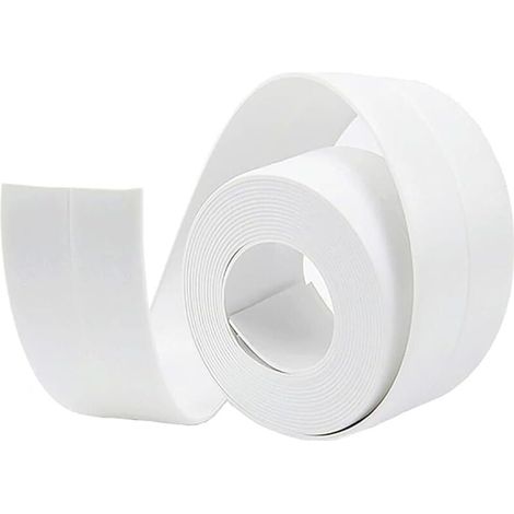 Badezimmerdichtung, 3,2 m 38 mm selbstklebender wasserdichter Streifen, selbstklebendes PVC-Dichtungsband für Badewanne, Badezimmer, Küche, Anti-Schimmel, Abdichten (weiß) (1/4)