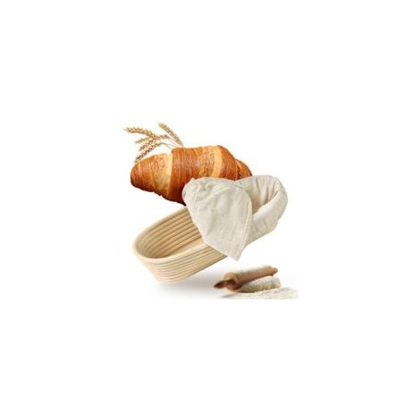 Panier de fermentation ovale pour pain avec doublure en lin, 25 × 15 × 8 cm (1/5)