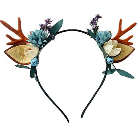Headband Cerfs - Bandeau Antilopes Noël Fête - Élastique Réglable Unisexe - Polyester - Pour Femmes et Filles - 1 Pièce (1/5)