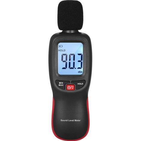 Mini Sound Level Meter — Gauge de bruit numérique LCD 30-130dB avec fonctions Max/Min/Hold — Mesure du niveau sonore, surpression, industrie, construction, bureaux (1 appareil)