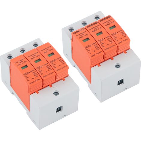 Lot de 2 parafoudres pour montage sur rail DIN, 3 prises, 420 V CA, RMU1-C20 (1/5)