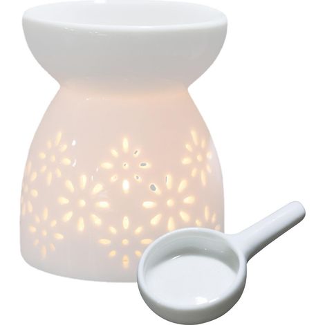 Brûleur À Cires Fondue - Diffuseur D'Huiles Essentielles en Céramique - Céramique Aromas Lampe avec Cuillère À Bougie Longue Durée De Combustion Convient pour Chambres, Bureaux, Salons Et Bureaux (1/5)