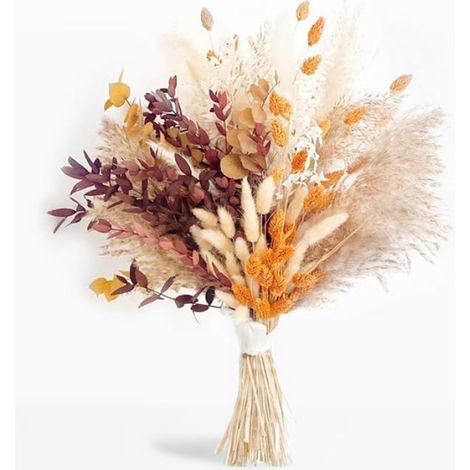 Bouquet Fleurs Séchées - Herbe Pampa - Kit DIY Décoration Intérieure - Chambre Mariage Boho - 64 Pièces (1/4)