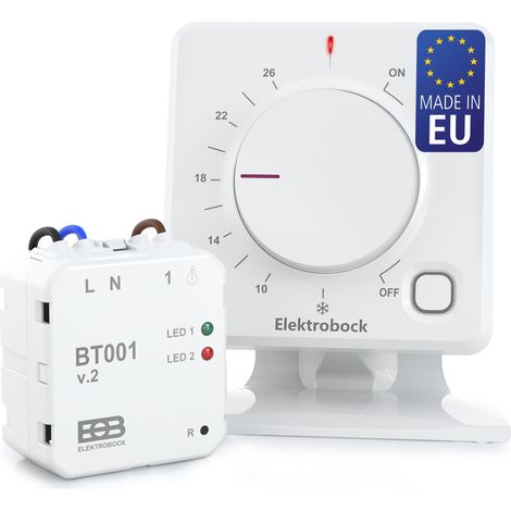 Thermostat d'ambiance sans fil BT011 pour chauffage par le sol et électrique Sans fil et alimenté par batterie Installation facile sans câble Mode chauffage et refroidissement (1/5)