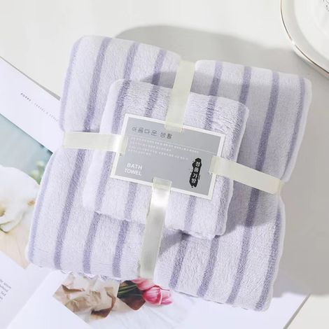 Serviette De Bain - 70 X 140 Cm - Serviette Visage - 35 X 75 Cm - Coton 100 % - Gris - Lot De 2 Pièces (1/3)