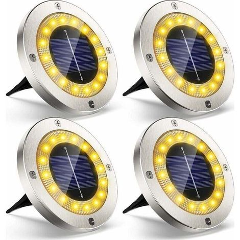 Projecteur solaire extérieur LED blanc chaud 150 lumens – Lot de 4 – IP65 étanche en acier inoxydable – Autonomie 8-12h (1/5)