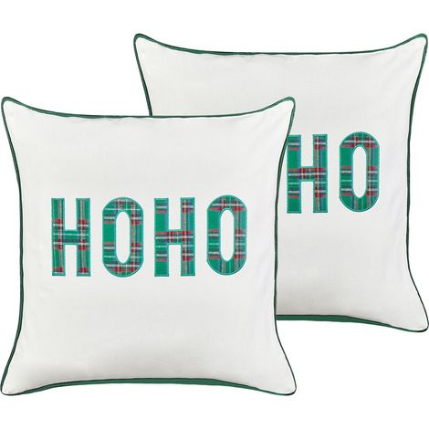 Set di 2 cuscini sparsi in tessuto di poliestere con motivo natalizio 45 x 45 cm Bianco Joycandy