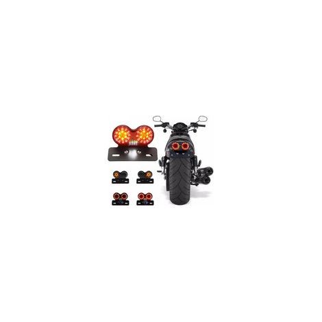 Feux arrière Stop/Veilleuses + Clignotants + Plaque LED - Universel + Support - Version Fumée - ECE