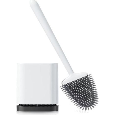 Toilet Brush, Deep Cleaner Silicone Toilet Brushes with Flexible Bristles, Toilet Brush with Quick Drying Holder Set for Bathroom (1/4)