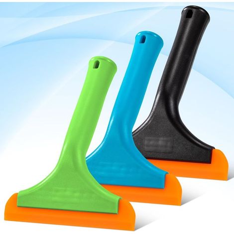 Escobilla de silicona, escobilla de ducha, escobilla para coche, pequeños limpiacristales de silicona para ventanas y cristales de coche, 3 piezas (1/5)