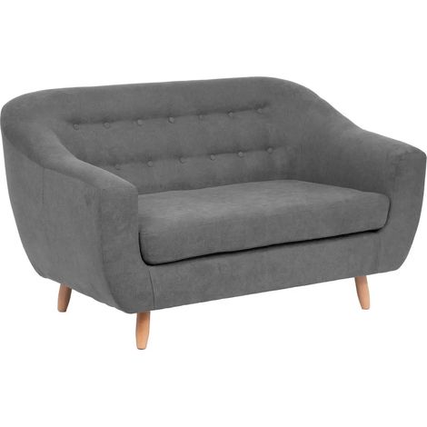 Atmosphera – Canapé droit 2 places gris – Structure en bois massif – Assise profonde et dossier rembourré – Montage simple et rapide (1/4)