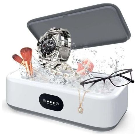 Nettoyeur Ultrasons, 640ml 49000HZ Bac Ultrasons, 40W Nettoyeur Ultrason Bijoux, Nettoyeur à Ultrasons avec 3 Réglages de Temps pour Nettoyage des Bijoux Lunettes Montres Prothèses Dentaires (1/4)