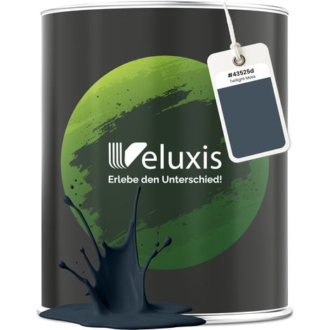 Wandfarbe Grau Grün Blau Matt Innenfarbe – Deckkraft Klasse 1, VOC-frei, Ohne Grundierung, Tropfarm – Wohnzimmer & Schlafzimmer – 1L – Veluxis (Twilight Moss)