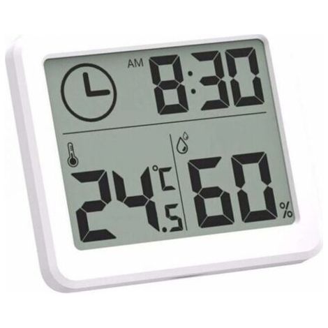 Numérique Intérieur Thermomètre d'hygromètre, Station Météo Réveil LCD C/F Commutable Compteur d'humidité de la Température Support Mural et Support de Table (1/4)
