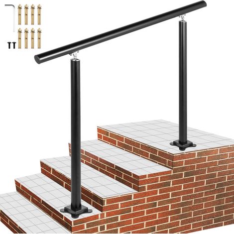 Kit Main Courante Balustrade Garde Corps Terrasse Rampe Escalier Noire Rampe d'Escalier Extérieur en Aluminium / Fer Main Courante Construction Solide Paquet de Valeur pour Escalier 121 x 91 cm (1/5)