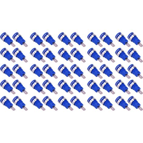 Lot de 50 prises bananes, diamètre 4 mm, courant de décharge élevé, longue durée de vie, bonne transmission, accessoires de test électrique, bleues. (1/5)
