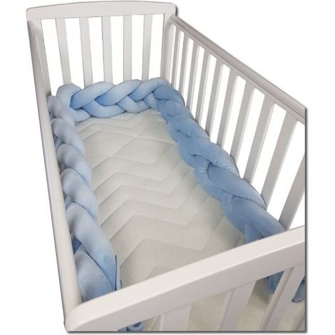 Estructura de cama parachoques de cama - 280 cm de largo - Trenzado - Azul