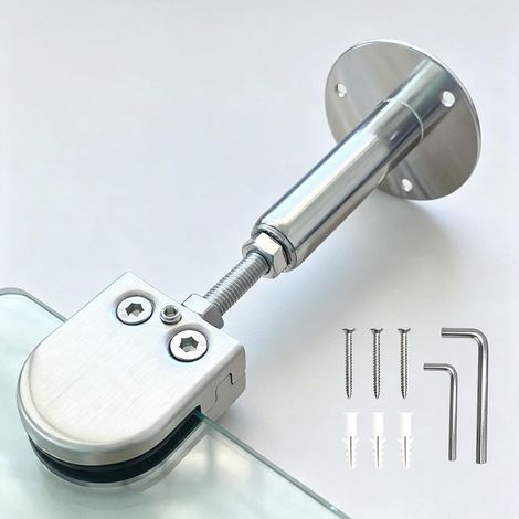 Barre de support paroi douche sécurisée, fixation au plafond (1/5)