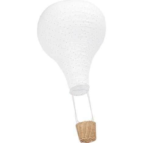 Suspension décorative montgolfière en rotin et tissu avec guirlande LED, abat-jour suspendu pour chambre enfant, nursery, dortoir, déco art photo (1/5)