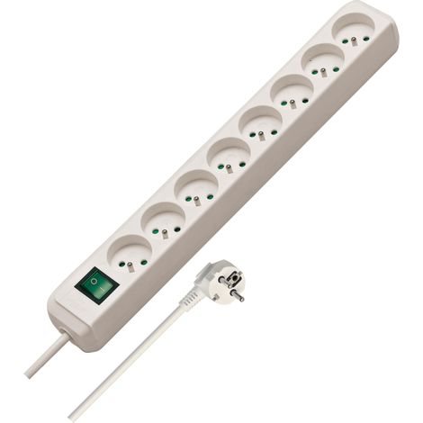 Bloc multiprise Eco-Line 6 Prises, 3m H05VV-F 3G1,5, Blanc (1/5)