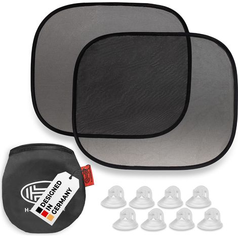 HEYNER® Auto-Sonnenschutz 44x36cm 2er Set mit Saugnäpfen für Autofenster UV Schutz Scheibe Auto Pkw Lkw Babys Kinder Sonnenblende