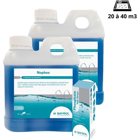 Bayrol - Nophos anti-phosphate x 2 + languette analyse pour bassin de 20 à 40 m3 (1/4)