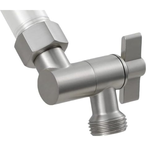 Adaptateur d'extension de pommeau de douche en laiton massif avec angle réglable, coude rotatif à 360 degrés pour douches standard G1/2, finition chromée en nickel brossé (nickel brossé) (1/4)