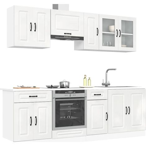 Mueble cocina Kalmar blanco de alto brillo 8 pzas vidaXL (1/5)