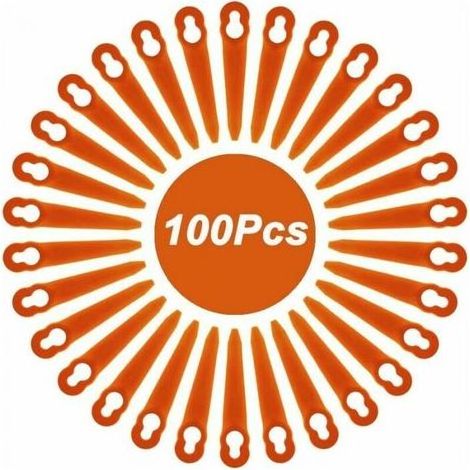 100pcs Plastic Replacement Blades for Strimmer Lawn Mower Blade Cordless Brush Cutter Blades Replacement Cutting Blades for Garden Lawn (L83 Orange) (1/4)