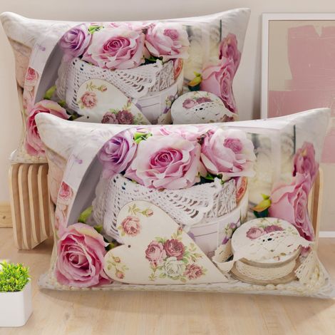 Paire de taies d'oreiller 30 x 50 cm en Microfibre, Coussins d'ameublement, canapé, Salon, 2 Housses de Coussin, taie d'oreiller Shabby 328, 100%