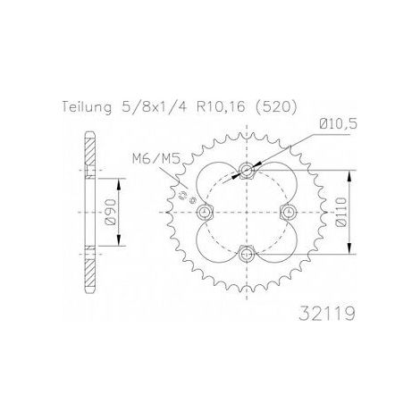 Couronne Acier Adly - 520 - 32 Dents - Made in Germany