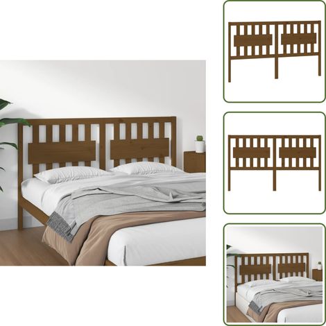 The Living Store Cabecero de cama madera maciza pino marrón miel 155,5x4x100 cm - Madera maciza