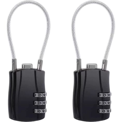 Cadenas À Valise TSA - Câble Flexible 1,25 cm - Combinaison Réglable 3 Chiffres - Corps En Alliage De Zinc - Étanche - Pour Valises Sacs À Dos Coffres - Lot De 2 (1/5)
