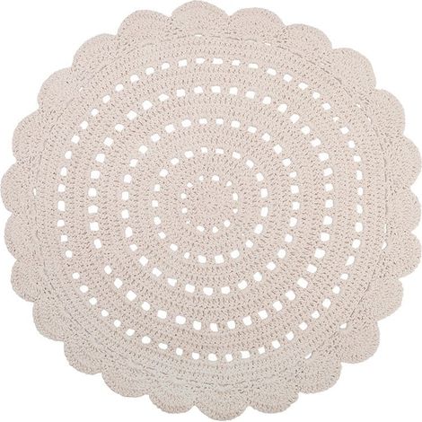 Tapis Rond pour Chambre d'Enfant en Coton Crocheté à la Main et Lavable en Machine - Écru - PANGIVO (1/5)