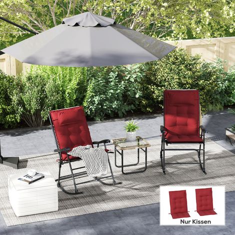 2er Set Auflage für Sonnenliege Wasserabweisend Liegenauflage für Gartenliege Polsterauflage 50x116x5 cm, Weinrot