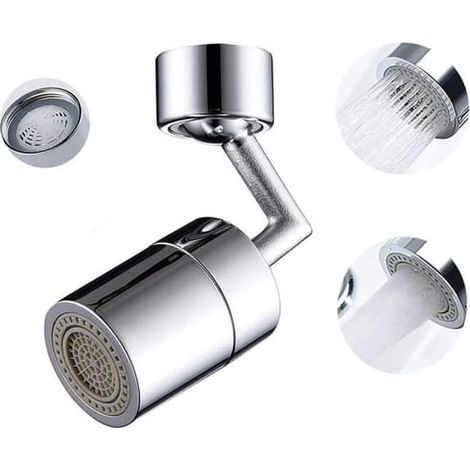 Robinet de baignoire - Adaptateur - JJ2026617 - Pivotant à 720 degrés - Laiton - Gris clair (1/4)