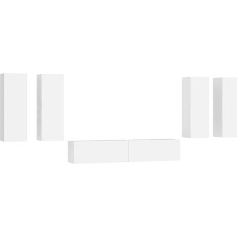Maison Exclusive - Set di Mobili Porta TV 6 pz Bianco in Legno Multistrato (1/5)