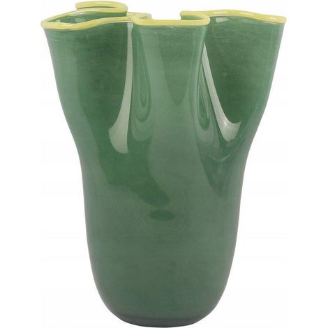 Art-pol Ruffles Vaso decorativo verde 31,5 cm in vetro soffiato a mano