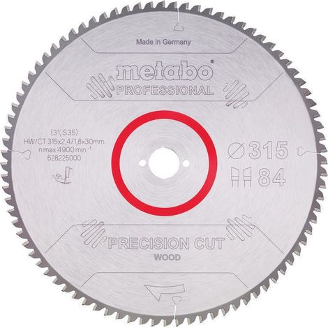 Lama da sega circolare per taglio di precisione in legno professionale D315xB2,4xforo30mm 84Z. WZ